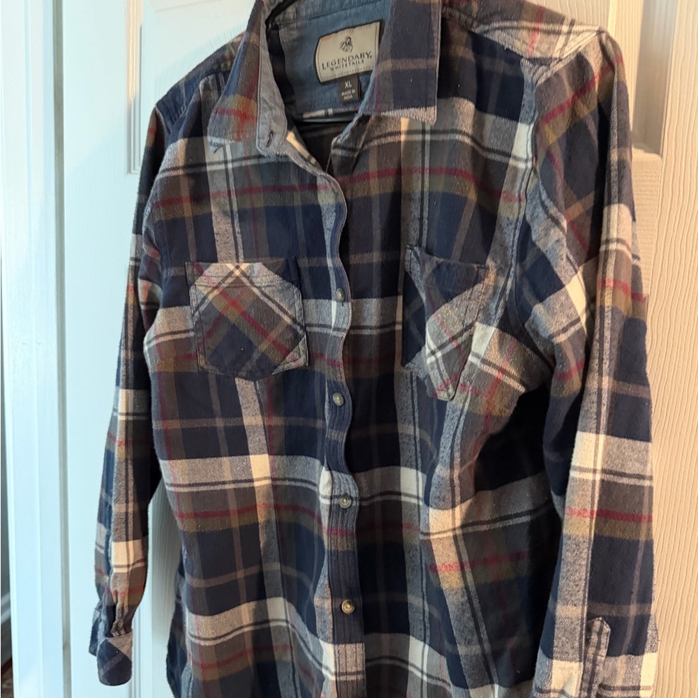 Legendary Whitetails Navy and Red Plaid Shirt